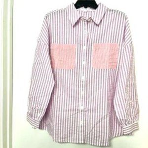 (NEW) And Now This - Stripe Long Sleeve Shirt - Size L